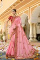couleur rose clair douce sari de soie