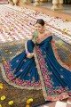 couleur bleue douce sari de soie