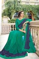 couleur verte mer saris en soie