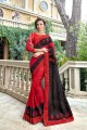 rouge et couleur saris en soie noire