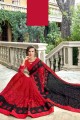 rouge et couleur saris en soie noire
