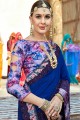royale couleur bleue douce sari de soie