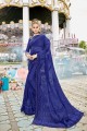 royal en mousseline de soie couleur bleue sari