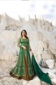 couleur brun vert clair net et l'art costume Anarkali de soie