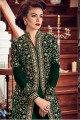 costume Anarkali velours couleur vert foncé