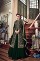 costume Anarkali velours couleur vert foncé