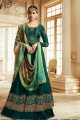 couleur vert sarcelle costume Anarkali de soie douce