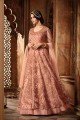 costume poussiéreux Anarkali net de couleur rose