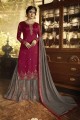 magenta couleur rose satin costume palazzo georgette