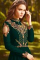 costume de couleur verte pin georgette Anarkali
