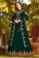 costume de couleur verte pin georgette Anarkali