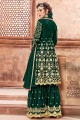 costume georgette de satin de couleur vert foncé palazzo
