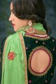 costume georgette Anarkali satin couleur vert foncé