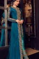 robe-marine costume bleu / jacket- robe filet / veste art couleur bleu soie Anarkali