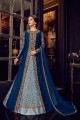 couleur bleu royal acier gown- bleu / jacket- robe filet / veste-art costume de soie Anarkali