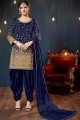 TAFETA couleur bleu royal costume Patiala de soie d'art