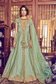 vert clair et couleur soie jacquard beige, robe, costume Anarkali net