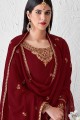Maroon Faux georgette Palazzo Suit