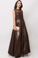 Brown Lycra Gown Dress