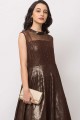 Brown Lycra Gown Dress