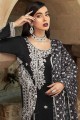 Noir Faux Georgette Eid Costume Pakistanais