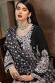 Noir Faux Georgette Eid Costume Pakistanais