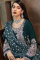 Costume Pakistanais Eid En Fausse Georgette Vert Aqua