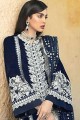 Costume Pakistanais Eid Bleu Marine En Fausse Georgette