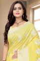 Sari Banarasi en coton jaune