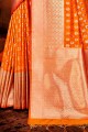 Orange Art Soie Sud Indien Sari