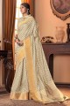 Cream Chiffon Indien Sari