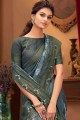 Olive Chiffon Indien Sari