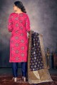 Costume Droit En Soie Brute Banarasi Rose
