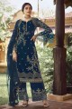 Costume Palazzo En Fausse Georgette Bleu Sarcelle