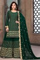 Élégant costume Sharara en fausse georgette en vert