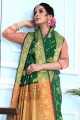 zari banarasi sari en vert