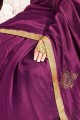 sari brodé en violet