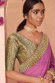 mousseline de soie sari en magenta