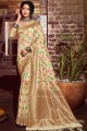 tissage banarasi sari en beige