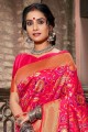 soie brute banarasi sari en rose