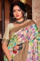 tisser un sari banarasi en blanc cassé