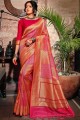 banarasi soie brute banarasi sari en rose ombré