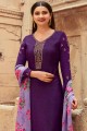 salwar kameez brodé en violet