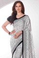 sari imprimé en blanc ombré