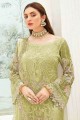 Embroidered Palazzo Suit in Green