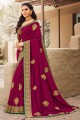 Embroidered Saree in Burgundy