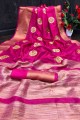 sari brodé en rose