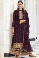 Wine  Georgette Palazzo Suit
