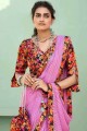mousseline sari en rose
