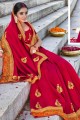 saris brodé en rouge